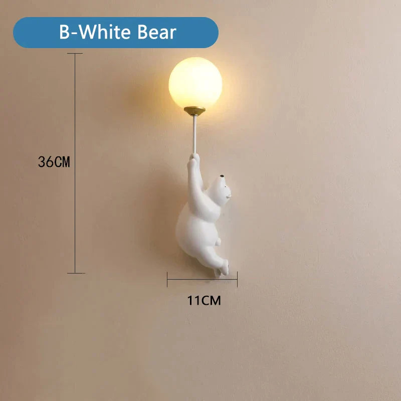 DecorBites™ Blue Pink Bear Wall Lamp for Kids Bedroom, 3D Moon Lighting, G9 Bulb