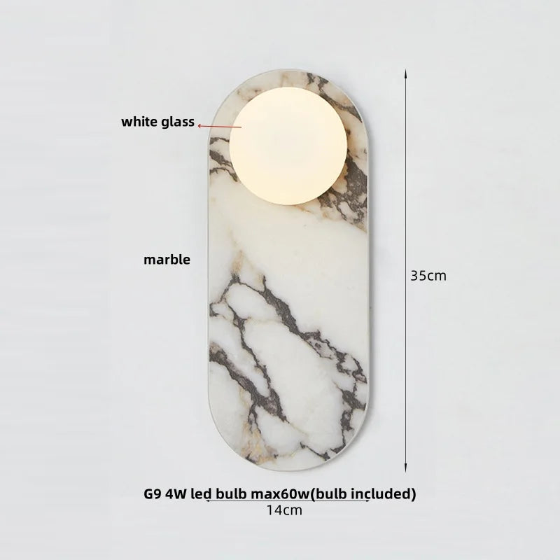 DecorBites™ LED Wall Light: French Luxury Glass Globe Stone Wall Lamp Fixture