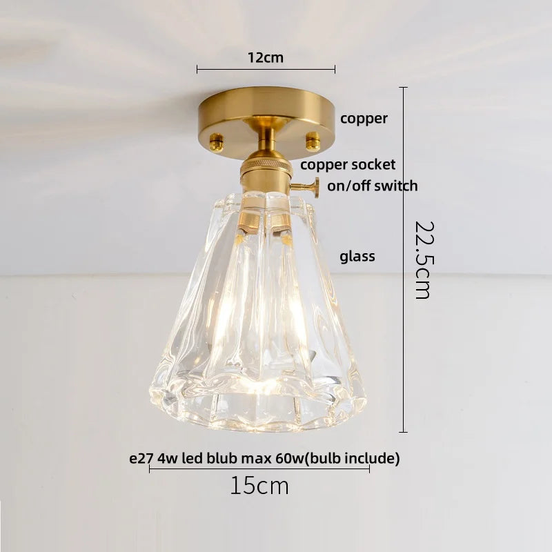 DecorBites™ Glass Grid LED Ceiling Lamp: Luxury Crystal Nordic Copper Ceiling Lights