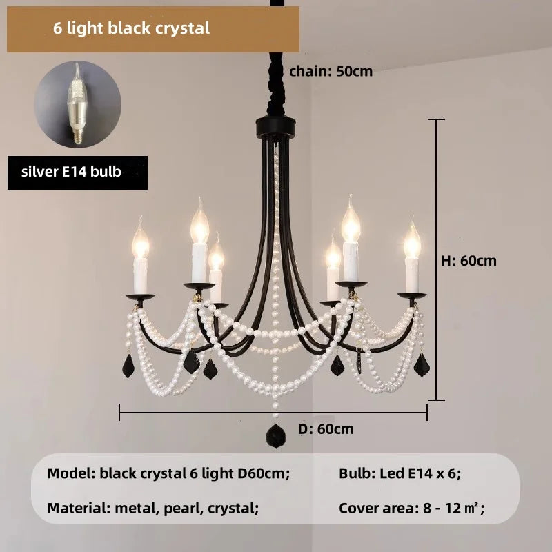 DecorBites™ Black Metal Led Candle Chandelier Pendant Lights for Chic Home Decor
