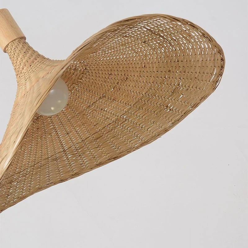 DecorBites™ Bamboo Pendant Chandelier: Handcrafted LED Rattan Hanging Light for Indoor Living Room