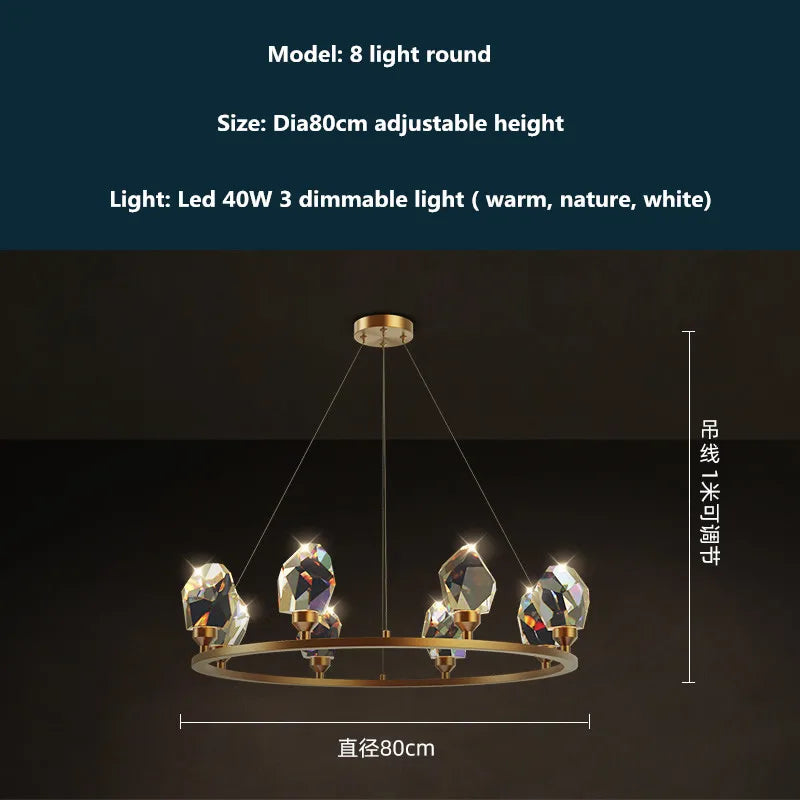 DecorBites™ Copper LED 3-Light Dimmable Crystal Chandelier