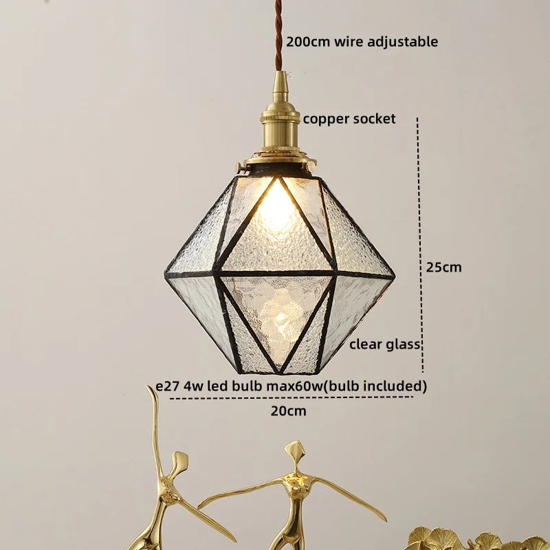 DecorBites™ Glass Copper Pendant Light Modern LED Hanging Light for Home Decor