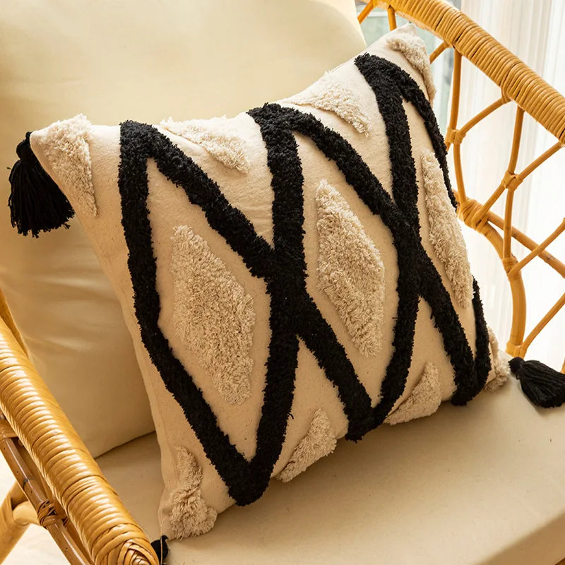 DecorBites™ Geometric Embroidered Cushion Cover - Elegant Home Sofa Decoration