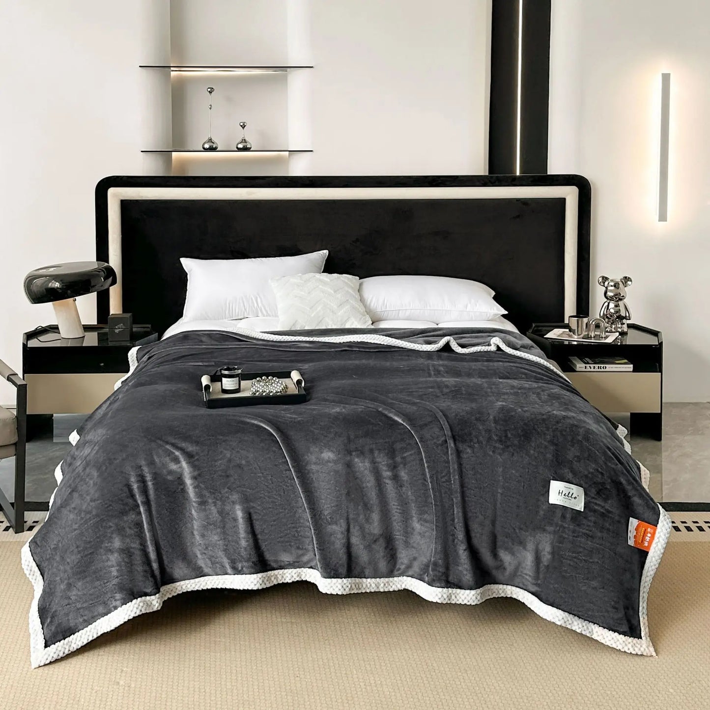 DecorBites™ Cozy Flannel Nap Blanket - Solid Color Warmth