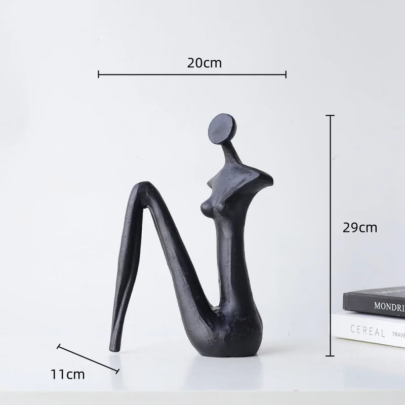 DecorBites™ Abstract Black Metal Female Figure Sculpture Home Decor Accessory