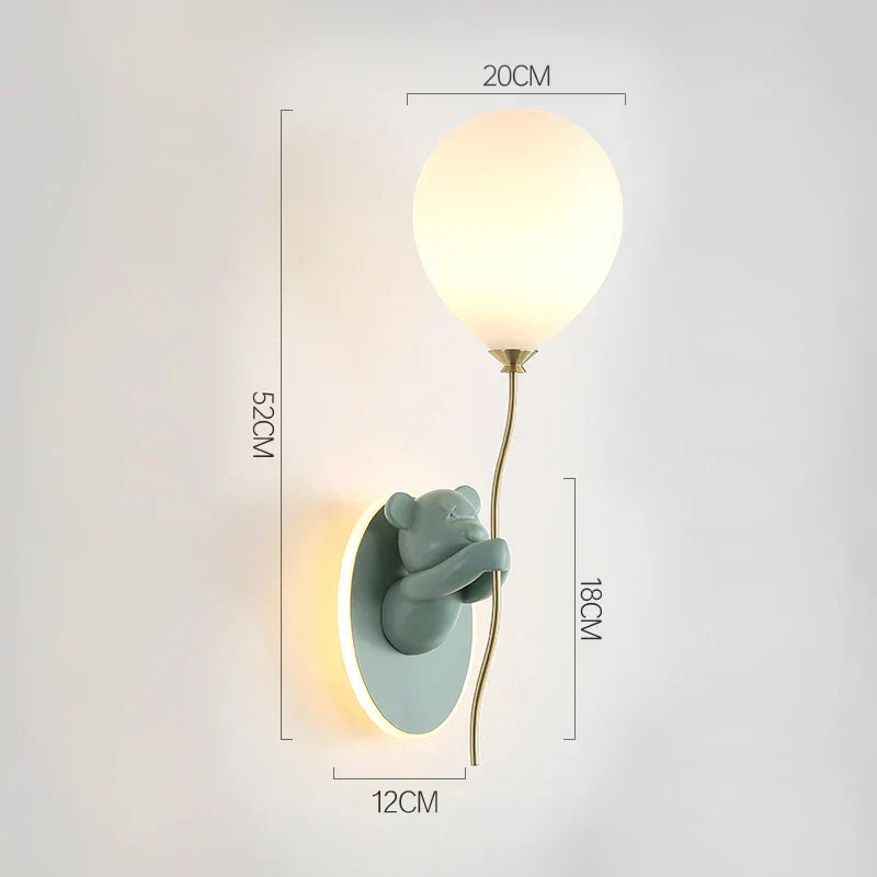 DecorBites™ Bear Balloon Wall Light: Kawaii Cartoon Lamp for Children's Room & Bedroom