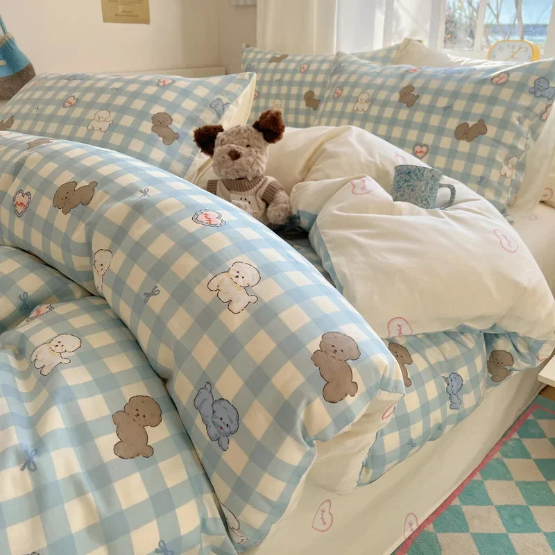 DecorBites™ Cartoon Printed Cotton Bedding Set - Soft, Skin-Friendly Duvet Cover