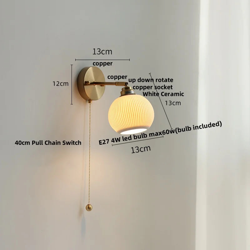 DecorBites™ Ceramic Wall Lights Rotatable LED, Modern Nordic Style for Hallway, Bedroom, Aisle