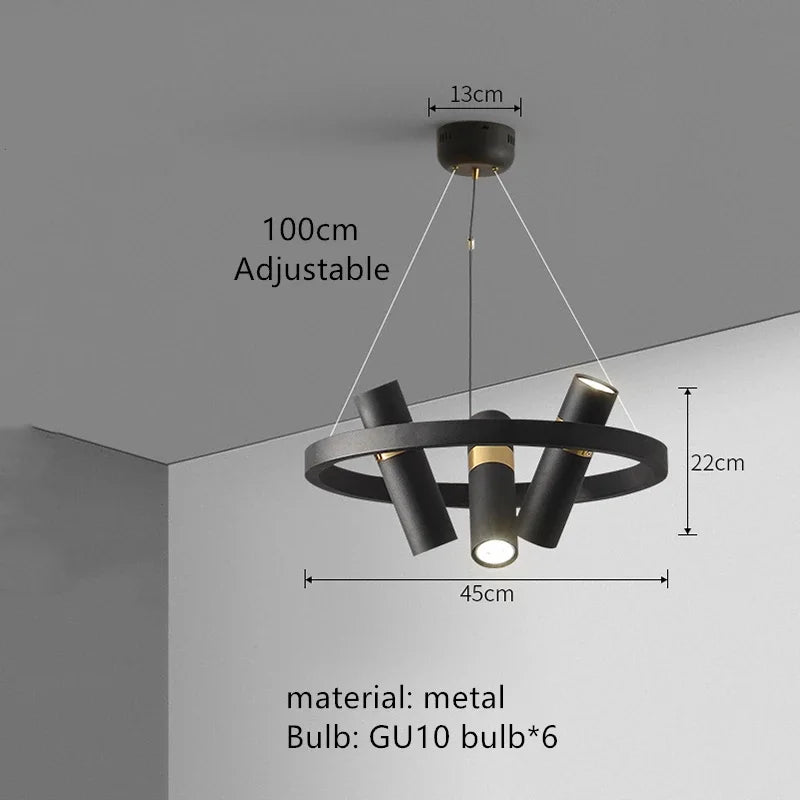 DecorBites™ Black Metal Circle LED Pendant Light for Living room, Dining, Kitchen, Bar Decor