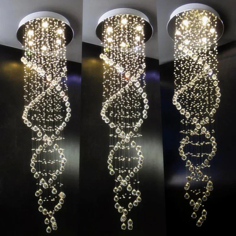 DecorBites™ Crystal LED Chandelier for Modern Luxury Staircase, Bedroom, and Hotel Lighting