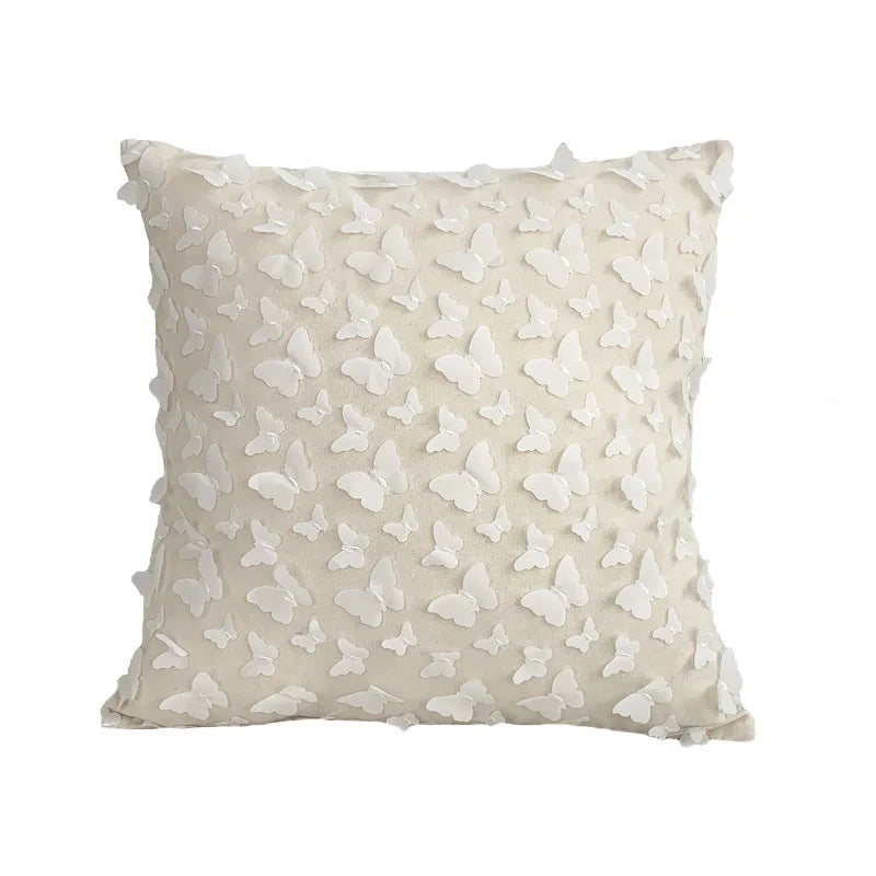 DecorBites™ 3D Plum Blossom Butterfly Cushion Cover Cotton Linen Decorative Case