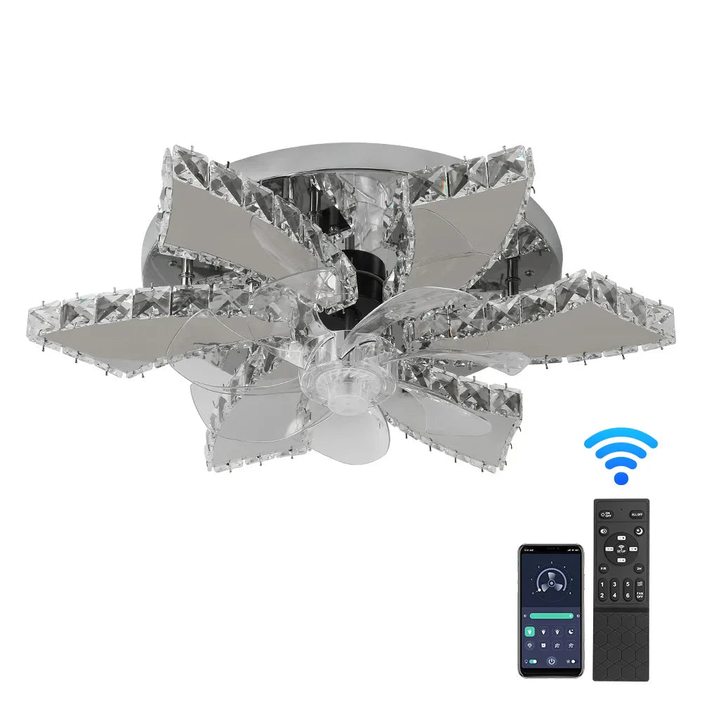 DecorBites™ Crystal Ceiling Fan: LED Remote Control Chandelier for Bedroom & Living Room
