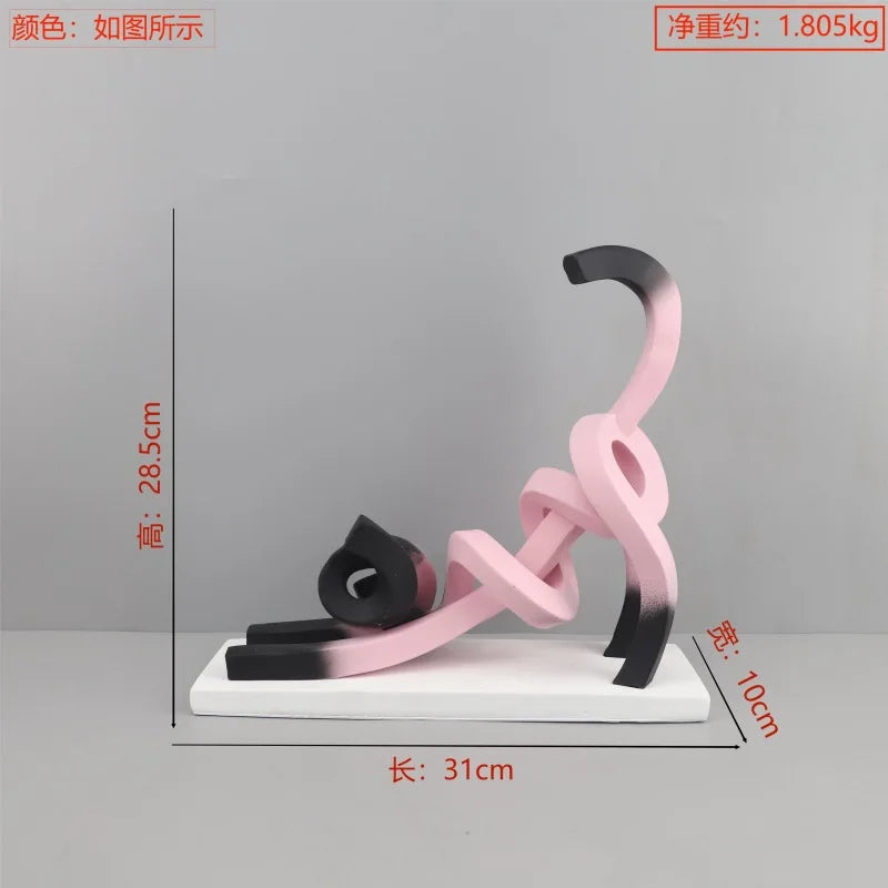 DecorBites™ Abstract Cat Sculpture: Resin Handicrafts for Children's Room Decor