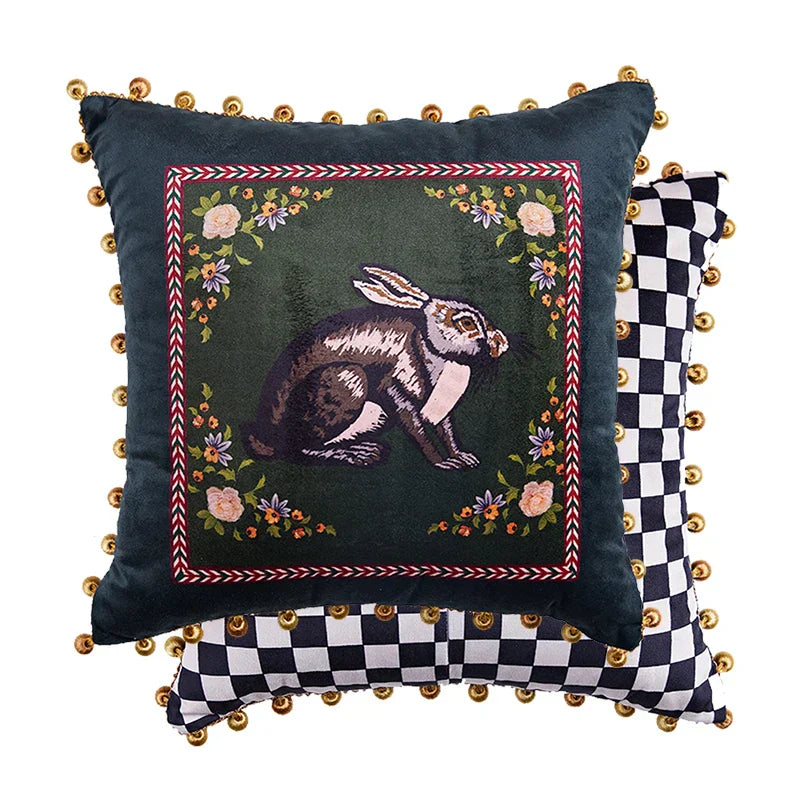 DecorBites™ Cat Print Velvet Throw Pillow Case Luxury Cushion Hand Made