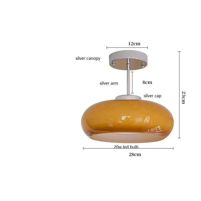 DecorBites™ Copper Bauhaus LED Pendant Light - Orange Glass Fixture for Home Indoor Lighting
