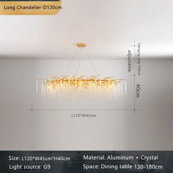 DecorBites™ Crystal Branch Chandelier: French Style Romantic Tassel Ceiling Lamp