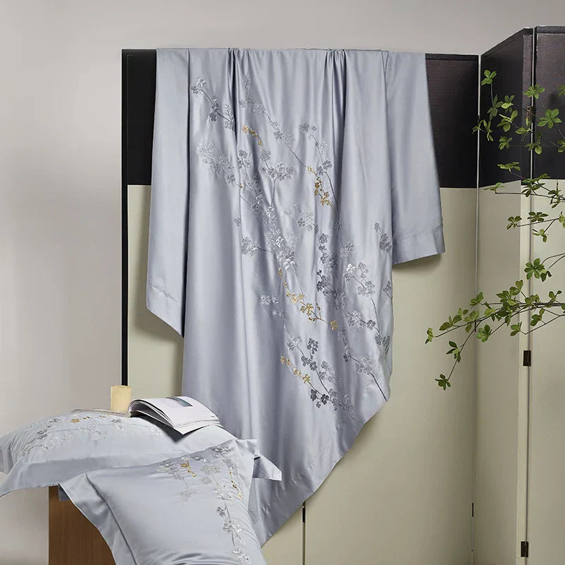 DecorBites™ Egyptian Cotton Flowers Embroidery Bedding Set 6-Piece Home Textiles