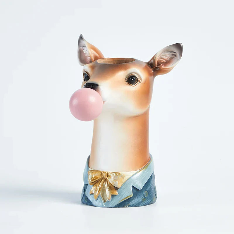 DecorBites™ Bubble Gum Girl Flower Vase - Stylish Resin Plant Pot for Home Decor