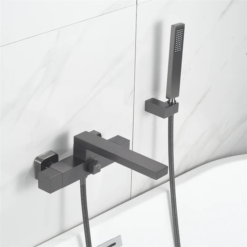 DecorBites™ Brushed Gold Wall Mounted Waterfall Bathtub Shower Set Mixer Tap