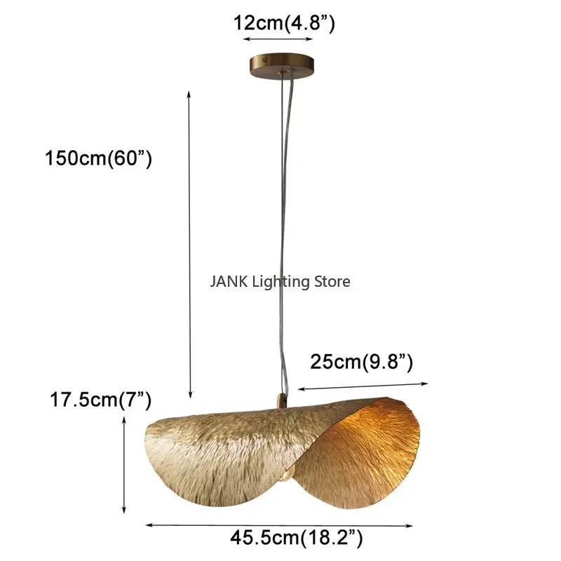 DecorBites™ Brass Lotus Leaf Chandelier Pendant for Living Dining Room