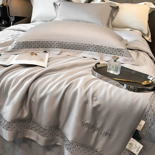 DecorBites™ Eucalyptus Fiber Summer Quilt Bedding Set with Wide Edge & Silky Cool Feel