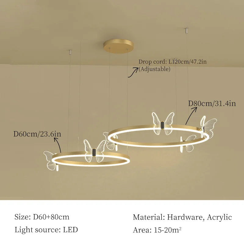 DecorBites™ LED Butterfly Chandelier Pendant Light for Modern Living Room