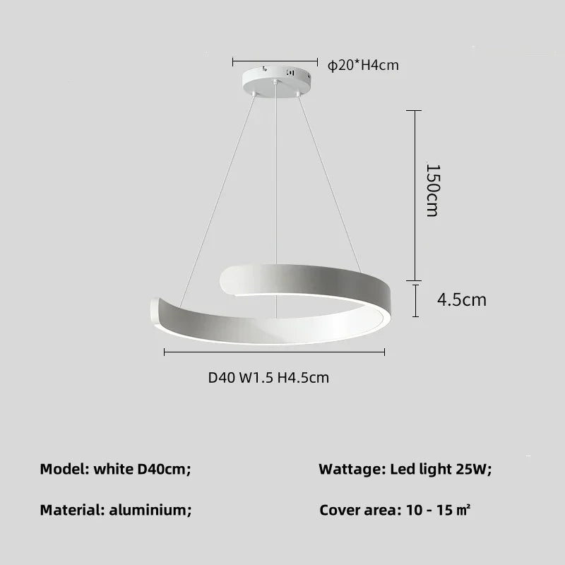 DecorBites™ Black LED Chandelier Pendant Light for Foyer Stairs Bar, Minimalist Indoor Hanging Lamp