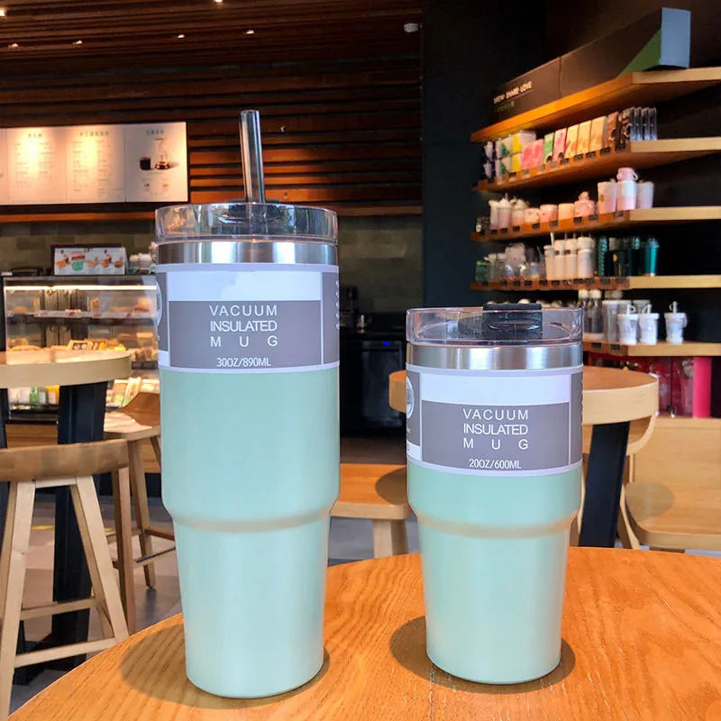 DecorBites™ Coffee Cup Thermos with Straw - Hot Drink Heat Preservation Mug