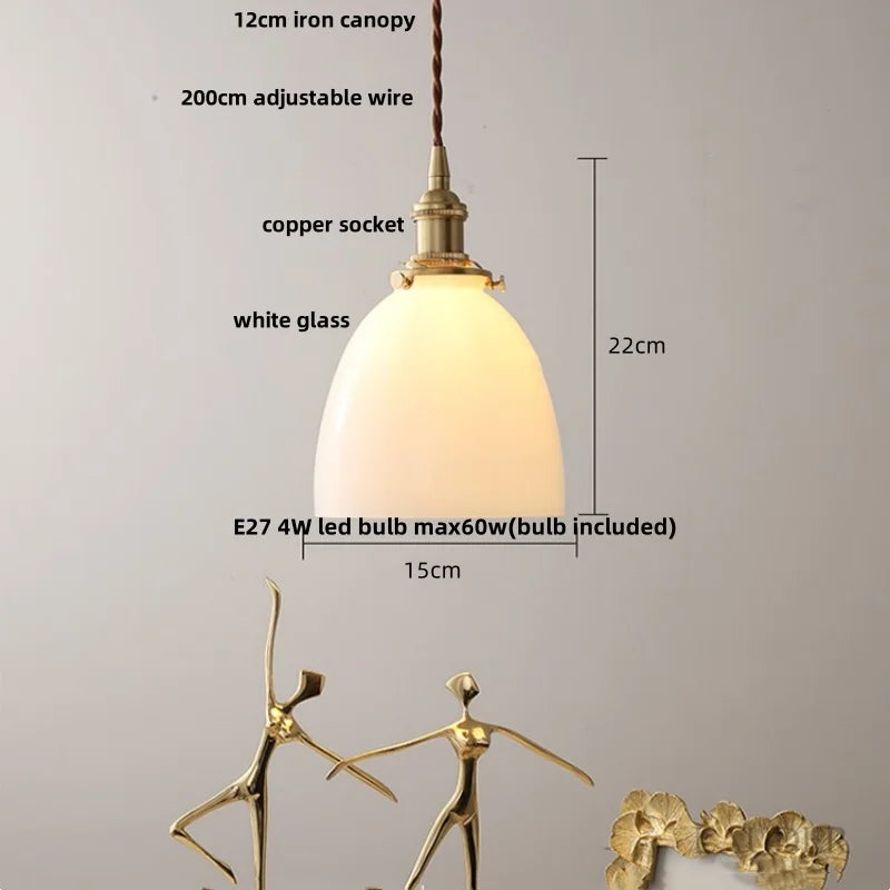 DecorBites™ Copper Canopy LED Pendant Light Fixture Green Glass Hanging Lamp