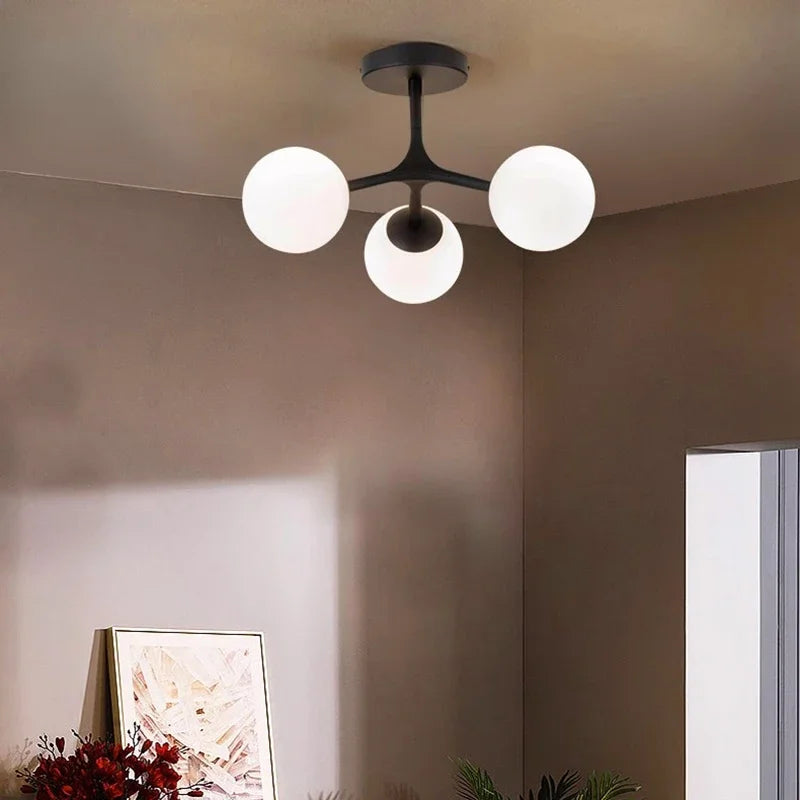DecorBites™ Glass Ball Ceiling Chandelier: Modern Lighting Fixture for Living Room Bedroom Center Table