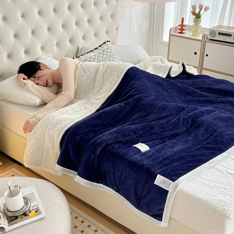 DecorBites™ Cozy Imitation Lamb's Wool Blanket - Warmth for Beds, Adults & Kids