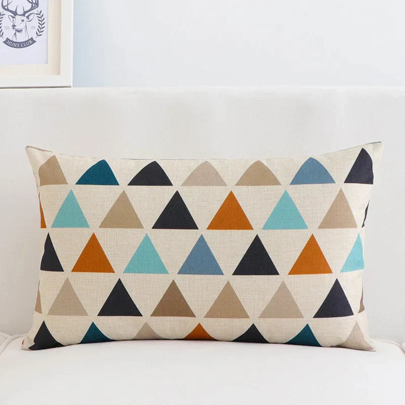 DecorBites™ Geometric Elk Design Linen Lumbar Pillow Cover 30X50cm Modern Nordic Home Decor