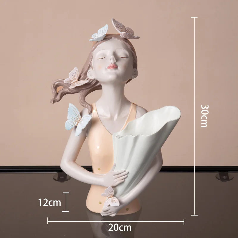 DecorBites™ Butterfly Girl Sculpture Vase Set - Modern Decorative Resin Flower Ornaments