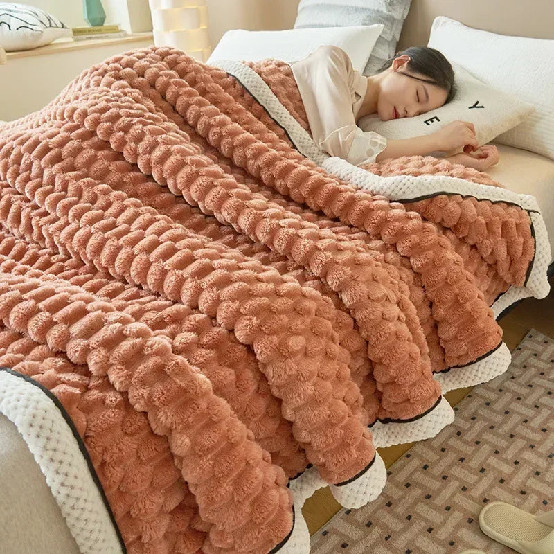 DecorBites™ Cozy Flannel Fleece Blanket for Warm Autumn Winter Sleep