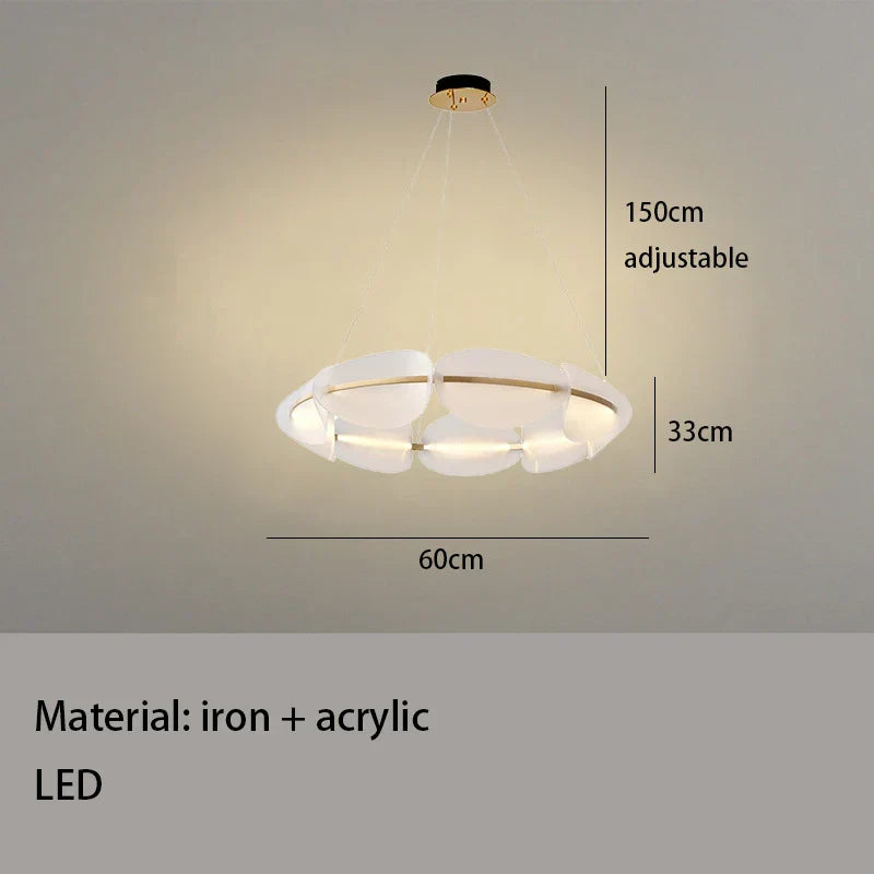 DecorBites™ Gold Ring White Acrylic Pendant Light for Parlor Dining Room