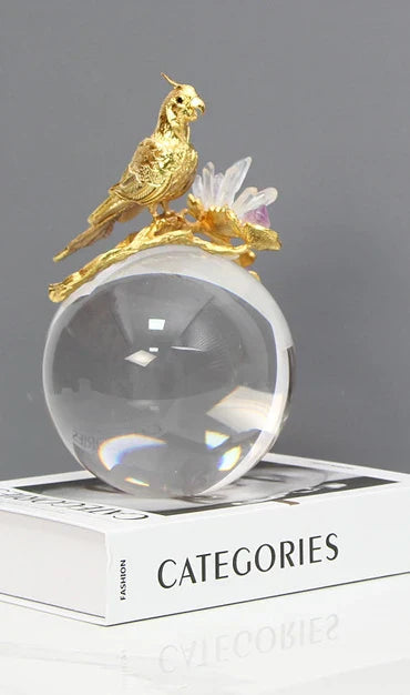 DecorBites™ Golden Bird Brass Sculpture Modern Home Decor Artwork Statue