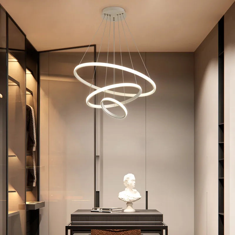 DecorBites™ Luminous Circle Pendant Chandelier - Modern LED Lighting Fixture, 4 Colors