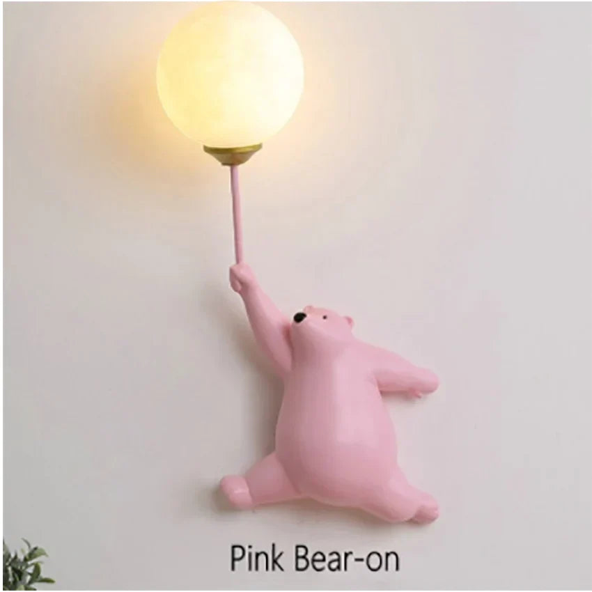 DecorBites™ Bear Wall Lamp | Cute Nordic Cartoon Design for Girls Bedroom, Study, Dormitory