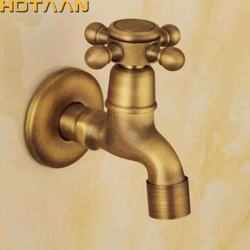 DecorBites™ Antique Brass Finish Wall Mount Garden Bibcock Faucet