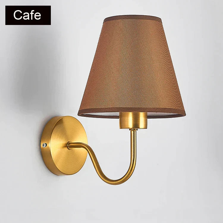 DecorBites™ Gold Fabric Wall Lamp: Modern Nordic Bedroom Light Fixture for Hotel Aisle & TV Background.
