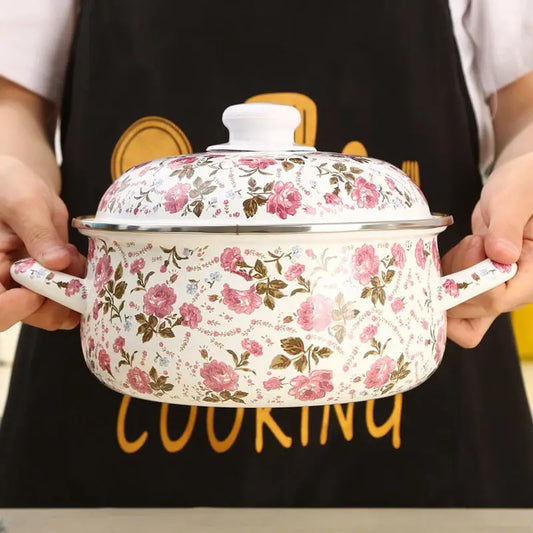 DecorBites™ Enamel Ceramics Soup Saucepan - Thick Gas Cookers Daily Cooking Utensils
