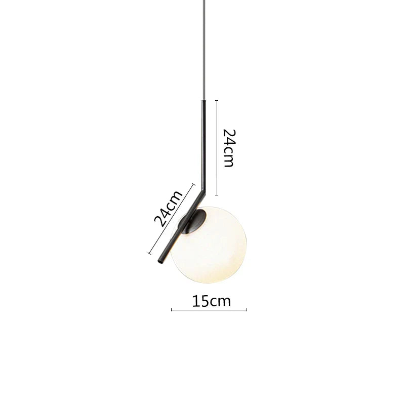 DecorBites™ Black Metal Ring Pendant Lights Glass Ball LED Lighting Fixture
