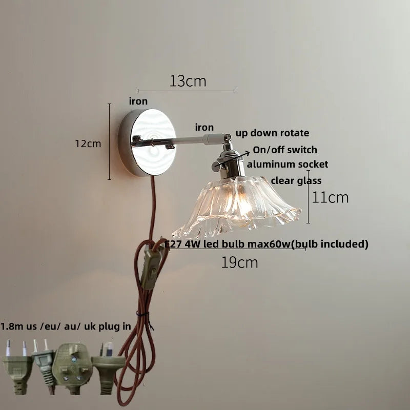 DecorBites™ LED Glass Wall Light Fixture Modern Rotate Bedside Lamp Wandlamp