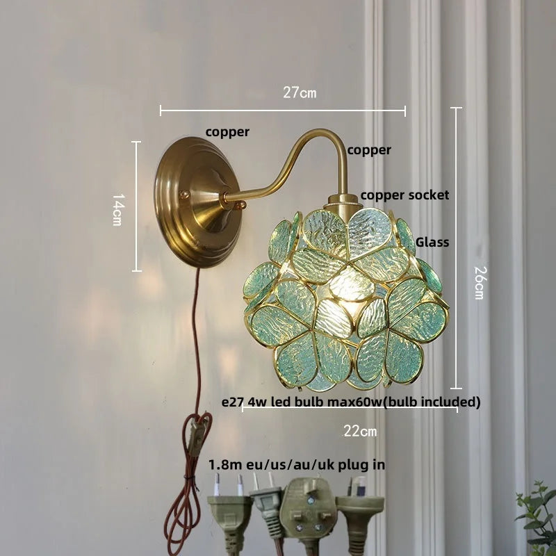 DecorBites™ Amber Flower Glass LED Wall Sconce for Living Room, Cafe, Bathroom Vanity
