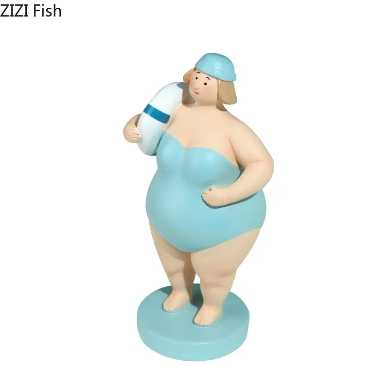 DecorBites™ Beach Swimsuit Fat Women Resin Sculpture Desk Ornament Aesthetic Decor