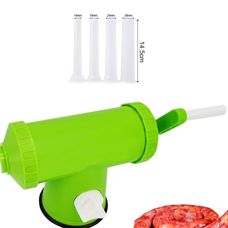 DecorBites™ 2lbs Plastic Sausage Maker with 4 Funnel Tubes - Meat Filler Tool