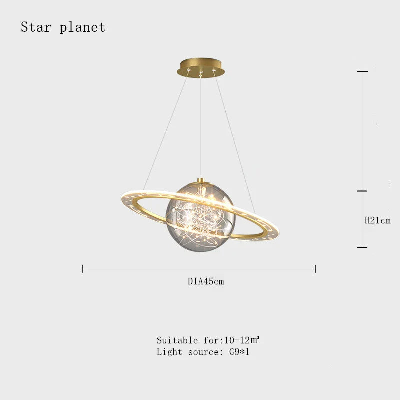 DecorBites™ Astronaut Ball LED Light: Modern Boys Room Decor, Acrylic Planet Earth Pendant
