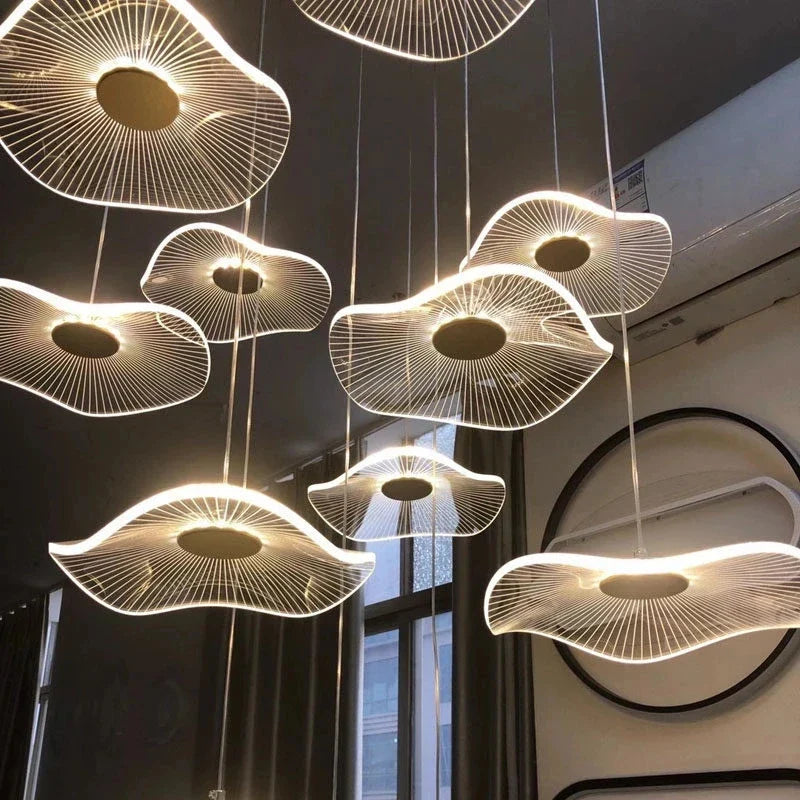 DecorBites™ Gold LED Lotus Chandelier: Nordic Luxury Design for Staircase & Dining Room