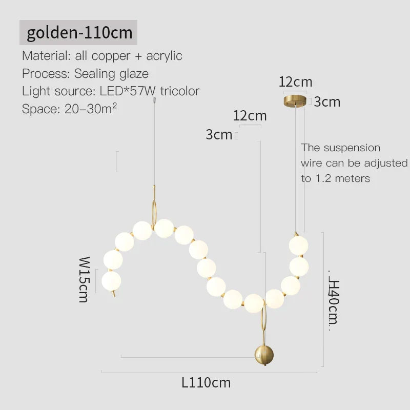 DecorBites™ Brass Full Copper Modern Chandelier Light Fixture for Stylish Living Spaces